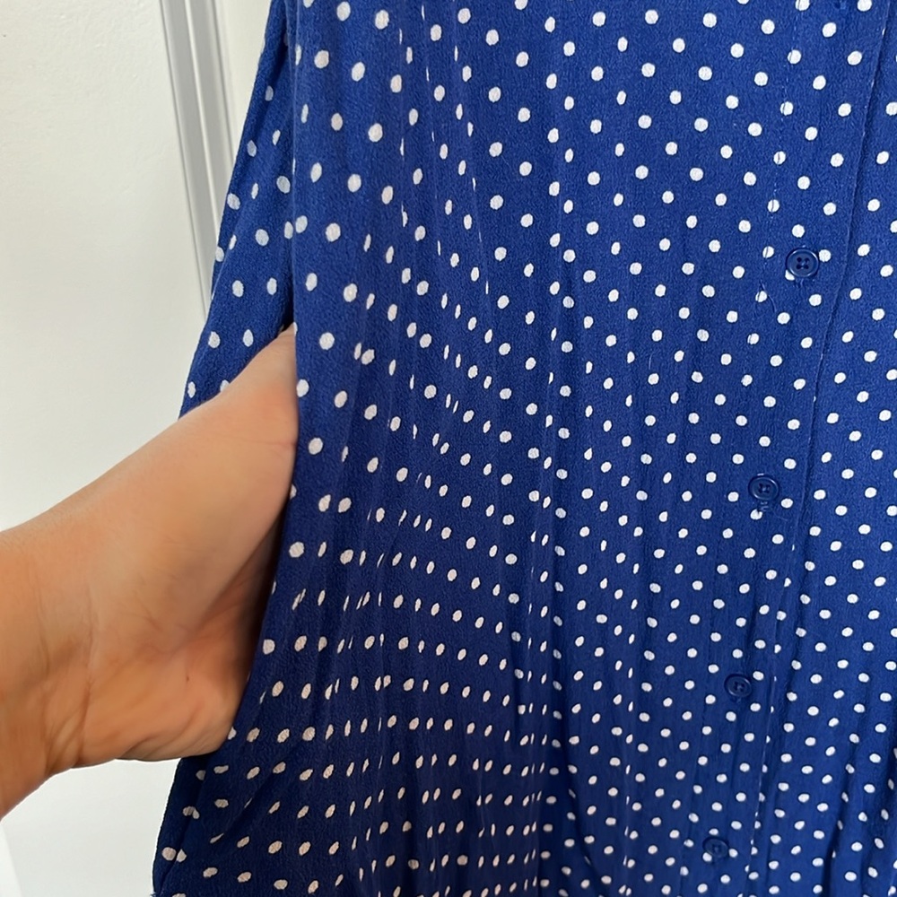 Popsugar Blue Polka Dot Dress with Pockets - Picture 2 of 3